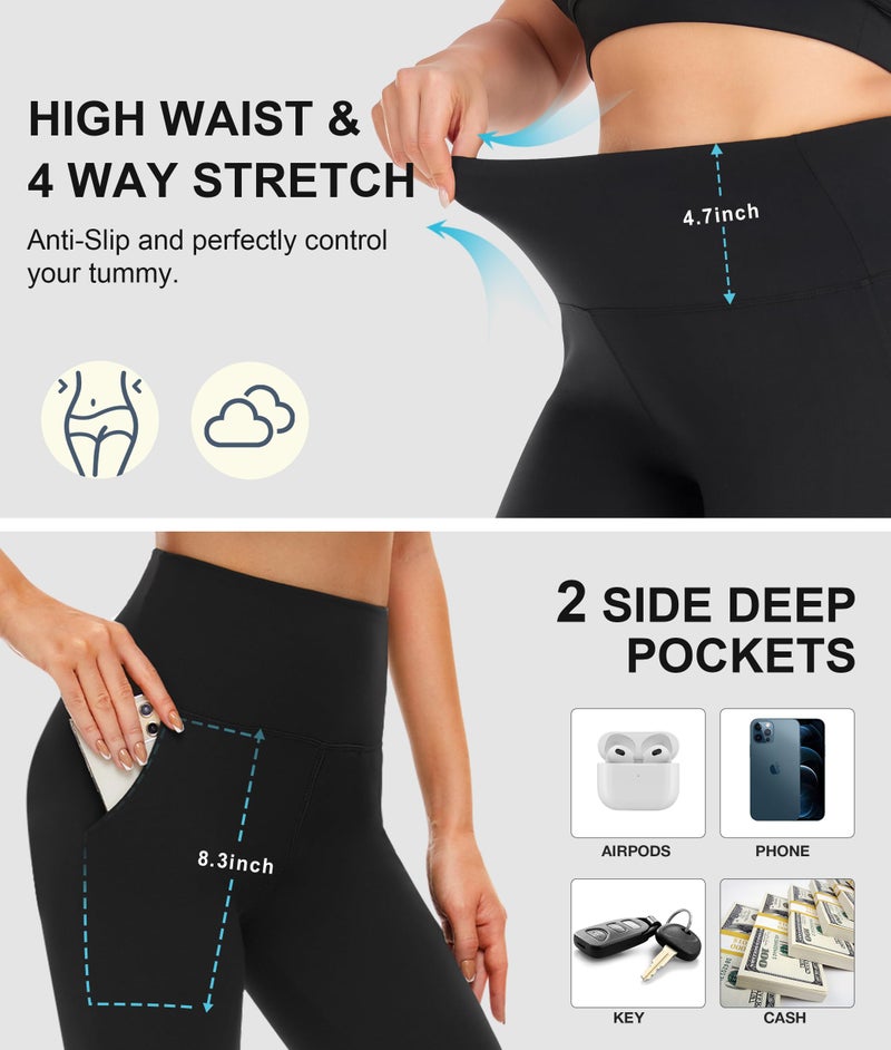 NEW YOUNG 3 Pack Leggings with Pockets for Women,High Waisted Tummy Control Workout Yoga Pants - Image 4