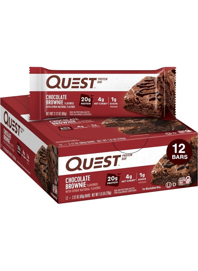 Quest Nutrition Chocolate Brownie Protein Bars, High Protein, Low Carb, Gluten Free, Keto Friendly, 12 Count - Image 1