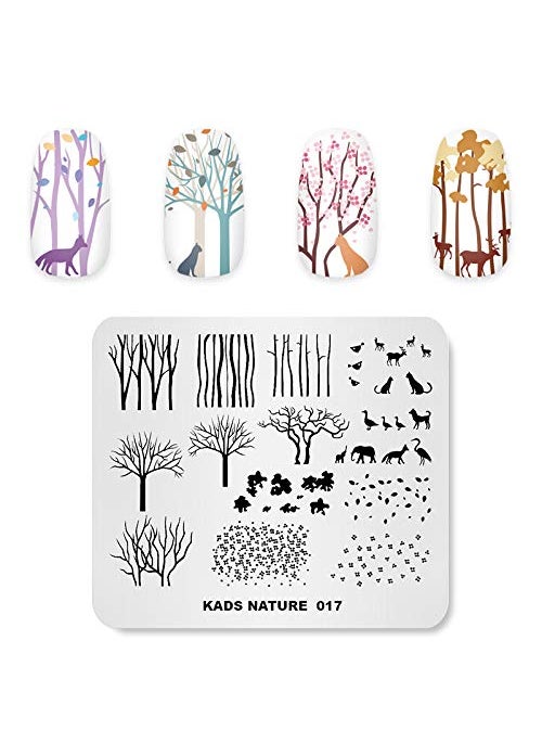 Rolabling Nail Stamping Plate Nature Fox Cute Stamp Plate for Nail Art Stamping Image Template Manicure Stencil DIY Tools NA017 