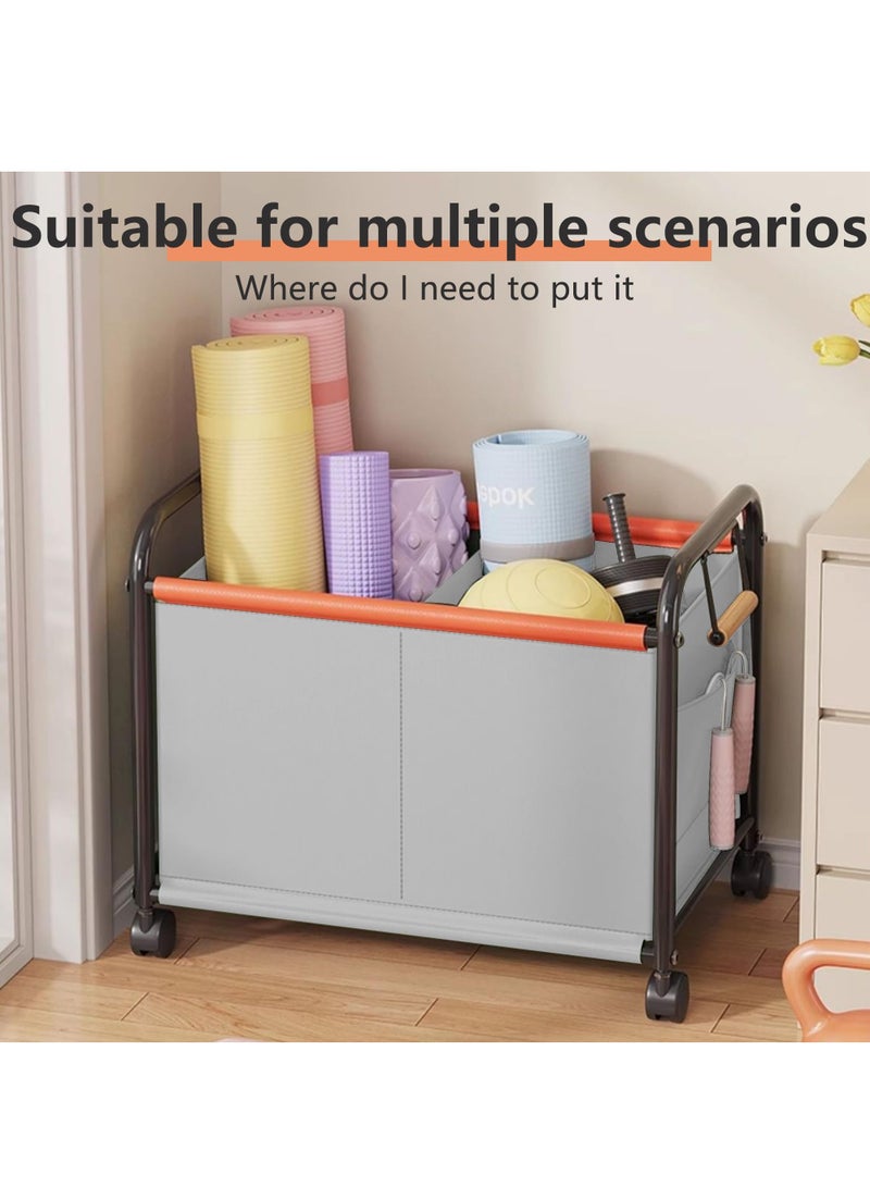 XiuWoo Large Size Children's Toy Organizer With Wheels for Bedrooms,Playing Rooms, Study Rooms can Hold Toys, Books, Clothes, Snacks with 360° Steering Wheels Metal and Oxford Cloth toy Boxes,Beige 63.5*37*65cm - Image 4