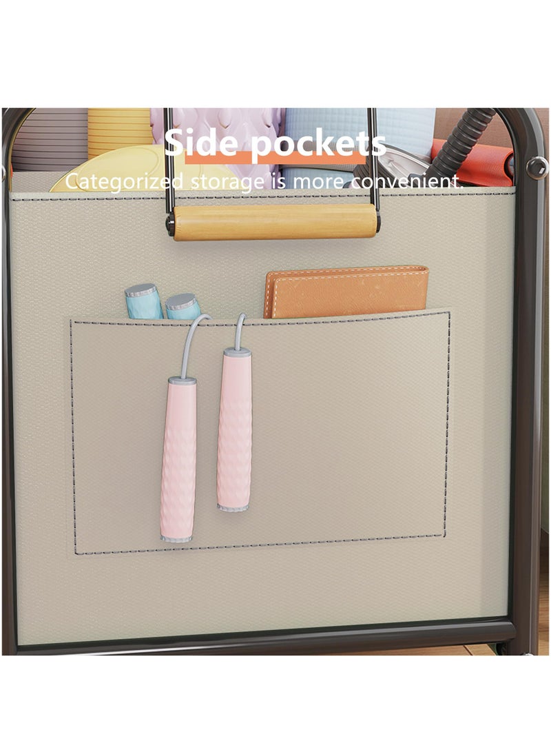 XiuWoo Large Size Children's Toy Organizer With Wheels for Bedrooms,Playing Rooms, Study Rooms can Hold Toys, Books, Clothes, Snacks with 360° Steering Wheels Metal and Oxford Cloth toy Boxes,Beige 63.5*37*65cm - Image 5