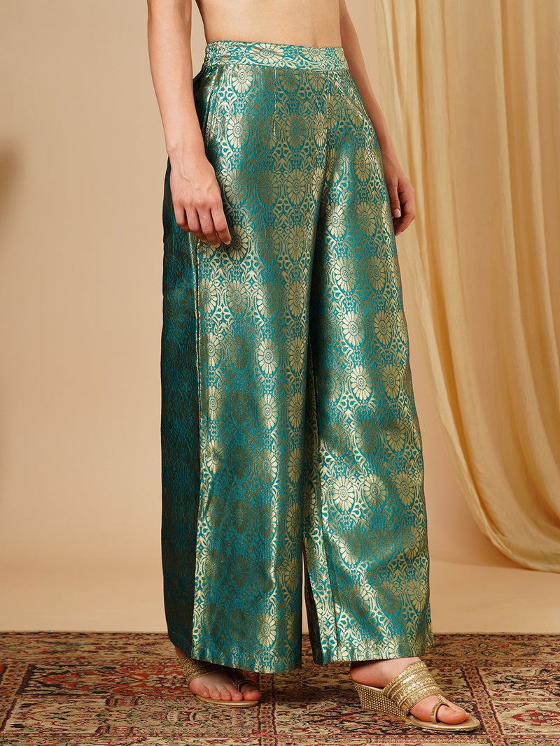 globus Globus Women Ethnic Motifs Printed Wide Leg Palazzos  - Image 3
