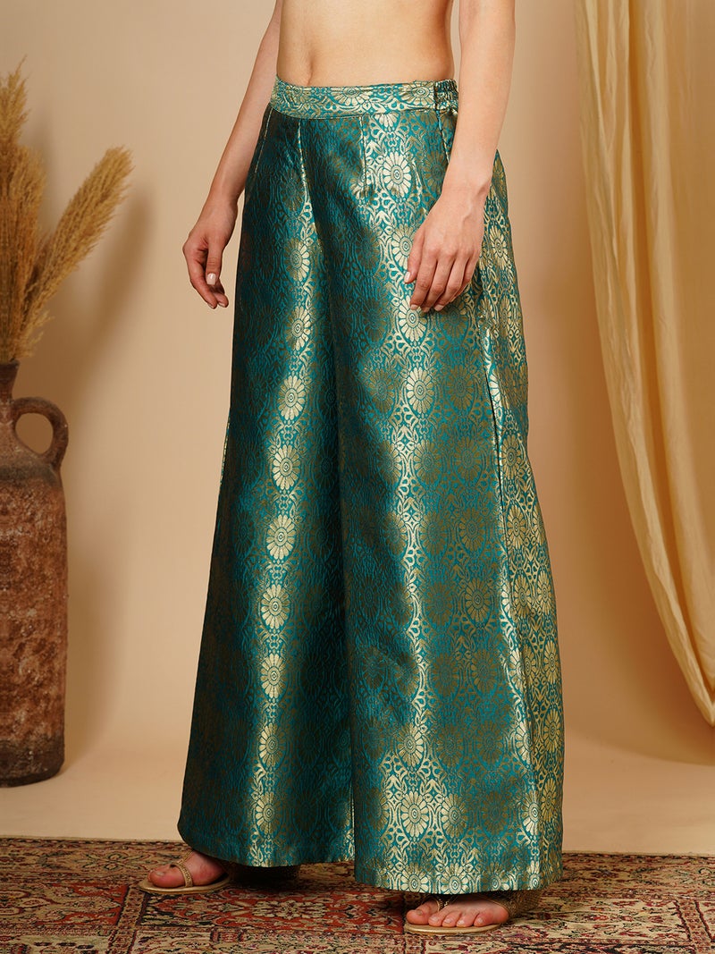 globus Globus Women Ethnic Motifs Printed Wide Leg Palazzos  - Image 2