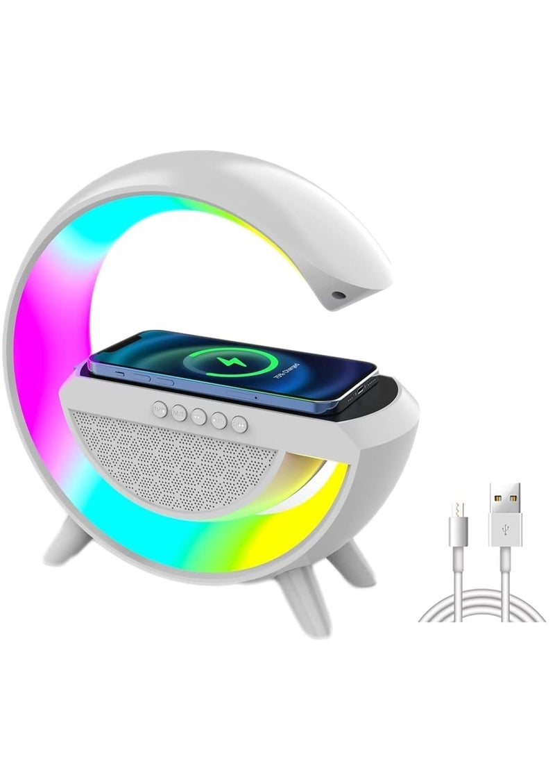ELTRAZONE RGB Atmosphere Lamp,Color Changing Mood Light with Wireless Charger, 3 In 1 Dimmable Night Light with with Alarm Clock, Bluetooth Speaker,15w Fast Charger and APP Control for Bedroom - Image 1