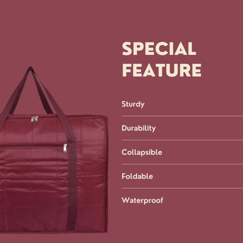 AARON INC® Parachute Jumbo Underbed Bag Clothes Storage Bag with Zipper Closure and Handle Moisture Proof Multi-purpose Toys, Blanket, Cloth Bag, Rectangular (Maroon, Pack of 1) - Image 3