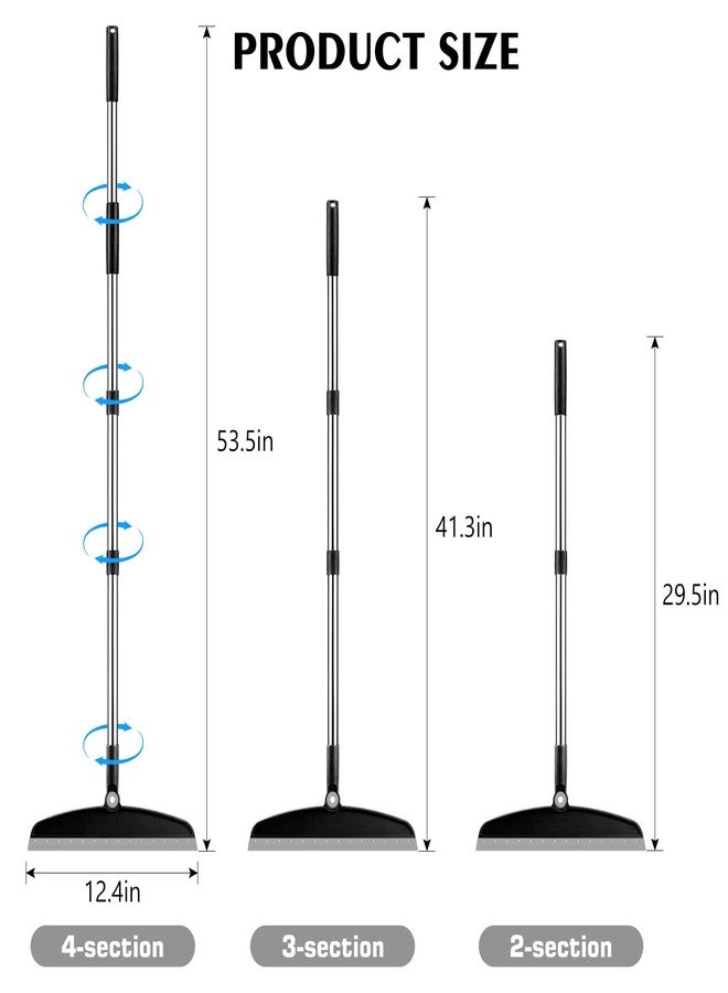nacena Multifunction Magic Broom, 54 Inch Adjustable Long Handle Silicone Floor Squeegee Broom, Sweep and Scrape 2 in 1 Household Cleaning Brooms for Floor, Bathrooms, Showers, Tile, Pet Hair, Black Grey - Image 2