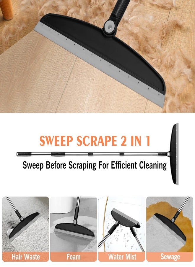 nacena Multifunction Magic Broom, 54 Inch Adjustable Long Handle Silicone Floor Squeegee Broom, Sweep and Scrape 2 in 1 Household Cleaning Brooms for Floor, Bathrooms, Showers, Tile, Pet Hair, Black Grey - Image 3