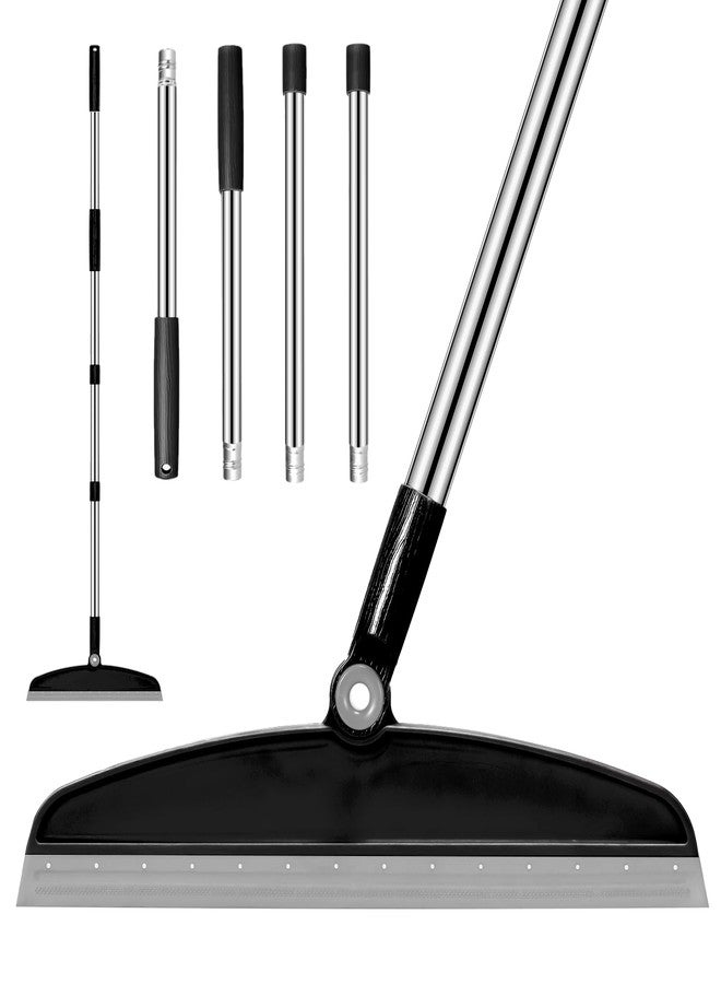 nacena Multifunction Magic Broom, 54 Inch Adjustable Long Handle Silicone Floor Squeegee Broom, Sweep and Scrape 2 in 1 Household Cleaning Brooms for Floor, Bathrooms, Showers, Tile, Pet Hair, Black Grey - Image 1