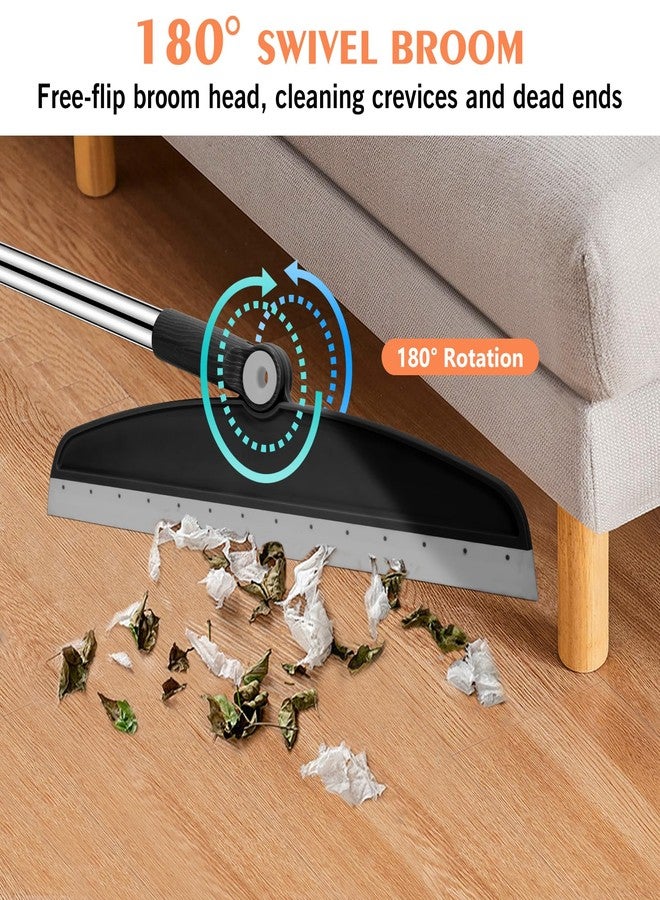 nacena Multifunction Magic Broom, 54 Inch Adjustable Long Handle Silicone Floor Squeegee Broom, Sweep and Scrape 2 in 1 Household Cleaning Brooms for Floor, Bathrooms, Showers, Tile, Pet Hair, Black Grey - Image 4