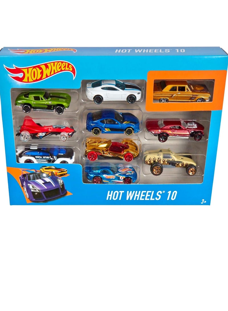 هوت ويلز مجموعة من 10 شاحنات وسيارات لعب بمقياس 1:64 للأطفال وهواة الجمع، قد تختلف التصاميم - Image 5