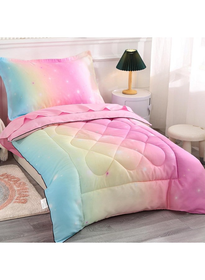 Wowelife 4 Piece Toddler Bedding Sets for Girls Pink Toddler Girl Bedding Set Toddler Bed Sets for Girls Stars Princess Comforter Set with Comforter, Flat Sheet, Fitted Sheet, Pillowcase, Pink - Image 2