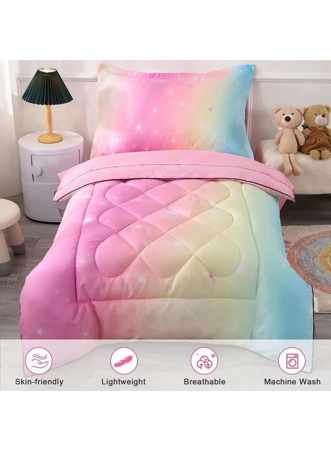 Wowelife 4 Piece Toddler Bedding Sets for Girls Pink Toddler Girl Bedding Set Toddler Bed Sets for Girls Stars Princess Comforter Set with Comforter, Flat Sheet, Fitted Sheet, Pillowcase, Pink - Image 5