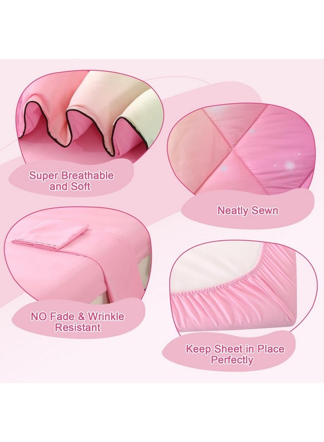 Wowelife 4 Piece Toddler Bedding Sets for Girls Pink Toddler Girl Bedding Set Toddler Bed Sets for Girls Stars Princess Comforter Set with Comforter, Flat Sheet, Fitted Sheet, Pillowcase, Pink - Image 4