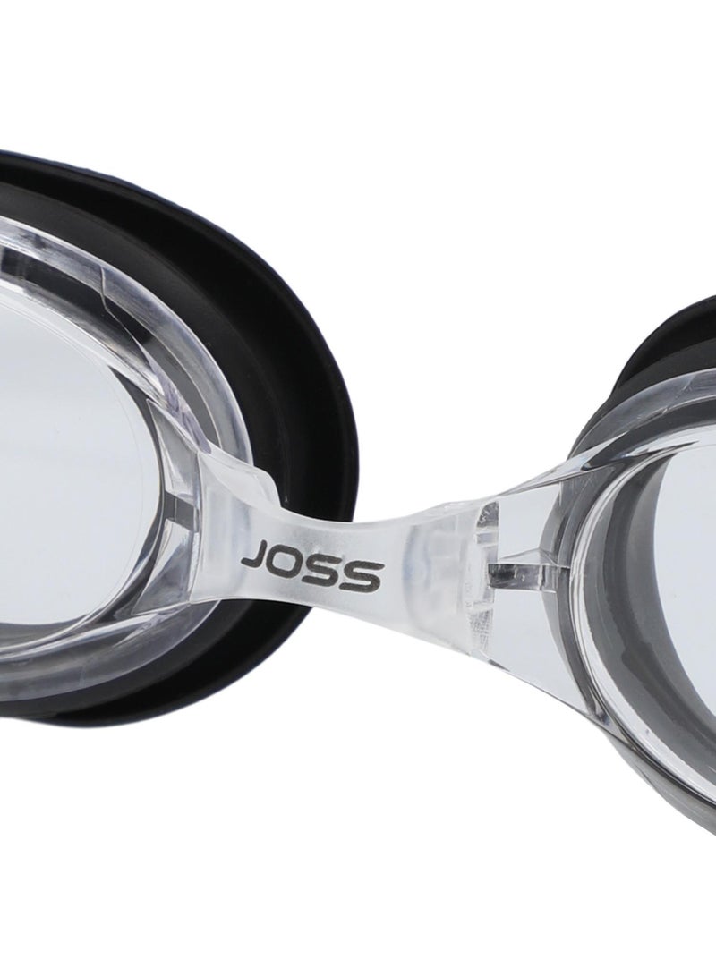 Joss نظارات السباحة للبالغين Core+ سوداء مع عدسات شفافة لرؤية واضحة، مضادة للضباب، جسر أنف قابل للتعديل، ختم ناعم مريح، مثالية للتدريب - Image 3