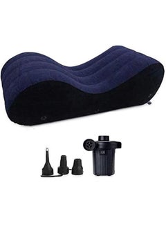 Generic Inflatable Couch Air Sofa Portable: S-Shape Inflatable Bed with Household Inflatable Lounge Chair with Household Air Pump Multi-Function Inflate Deck Chair for Living Room  - Image 1