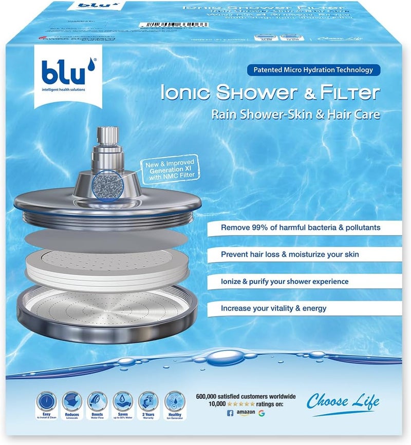 Ionic Shower Head and Shower Filter - Rain Shower - Removes Chlorine and Harmful Pollutants - Prevent Hair Loss & Moisturize Your Skin, Chrome - Image 1