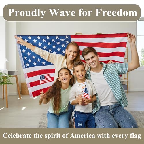 C CRYSTAL LEMON Pack of 100 Mini American Flags - 4x6 Inches American Flag - Small Flags on Sticks - American Flags for Labor Day - American Flag for Classroom - Labor Day Decorations - Image 4