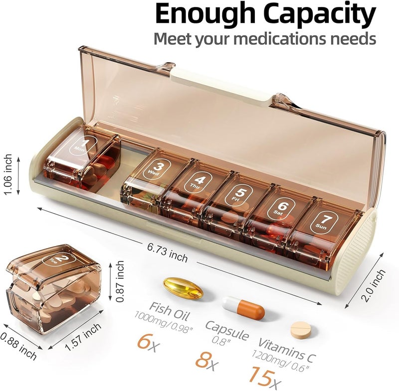 Weekly Pill Organizer 7 Day Pill Box - Portable Moisture Proof Travel Medicine Case, BPA-Free for Supplements & Vitamins - Image 2