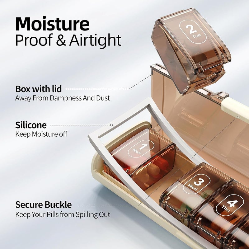 Weekly Pill Organizer 7 Day Pill Box - Portable Moisture Proof Travel Medicine Case, BPA-Free for Supplements & Vitamins - Image 5