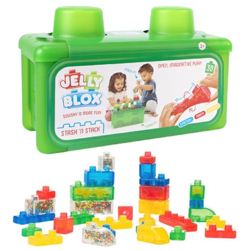 Goliath Jelly Blox Stash N Stack 2in1 Storage Case Toddler Preschool Building Blocks Kids Can Squeeze Stretch Squish MESH ACCREDITED Safety Tested OuchFree Sensory Play for Ages 2 - Image 1