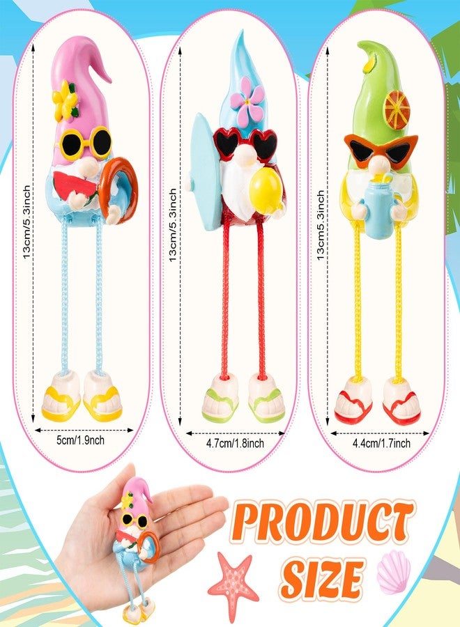 Anglechic مجموعة تماثيل أقزام صيفية من Anglechic، 3 قطع، زينة مثالية لطاولات الصيف في هاواي، قطع مركزية للرفوف، تماثيل أقزام من الراتنج بأرجل متدلية، مثالية لتزيين المنزل والحفلات الصيفية والمطبخ والعطلات - Image 2