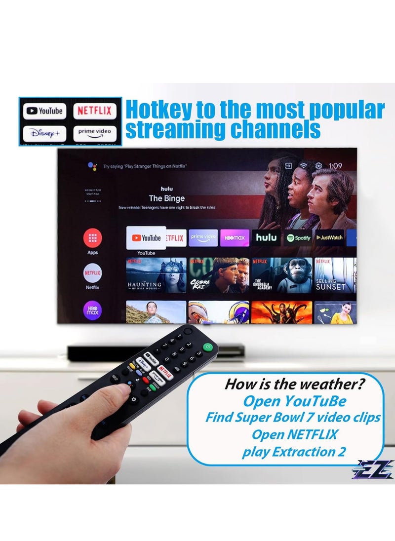 Voice Remote Control RMF-TX520U for All Sony Bravia/Sony Smart TV, Replacement Remote Control RMF-TX520U for Sony XBR/KD/XR Series X80J, X85J, X90J, A80J, X80CJ etc, 1 Year Full Warranty with battery