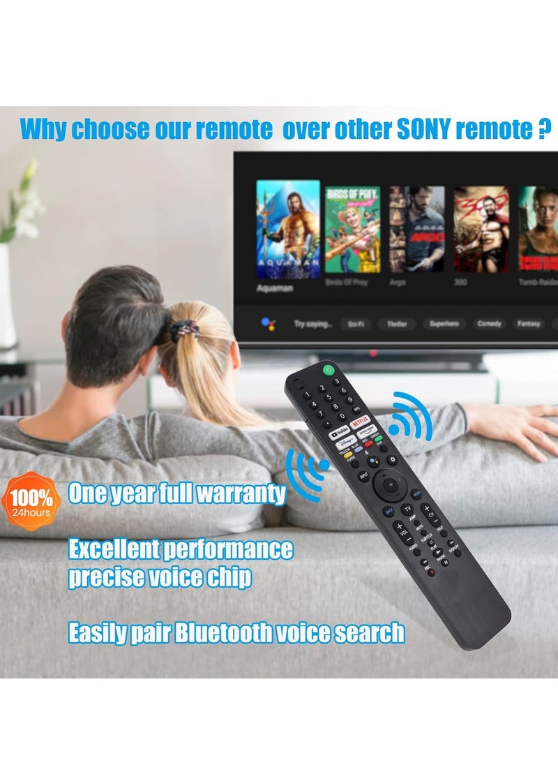 Voice Remote Control RMF-TX520U for All Sony Bravia/Sony Smart TV, Replacement Remote Control RMF-TX520U for Sony XBR/KD/XR Series X80J, X85J, X90J, A80J, X80CJ etc, 1 Year Full Warranty with battery