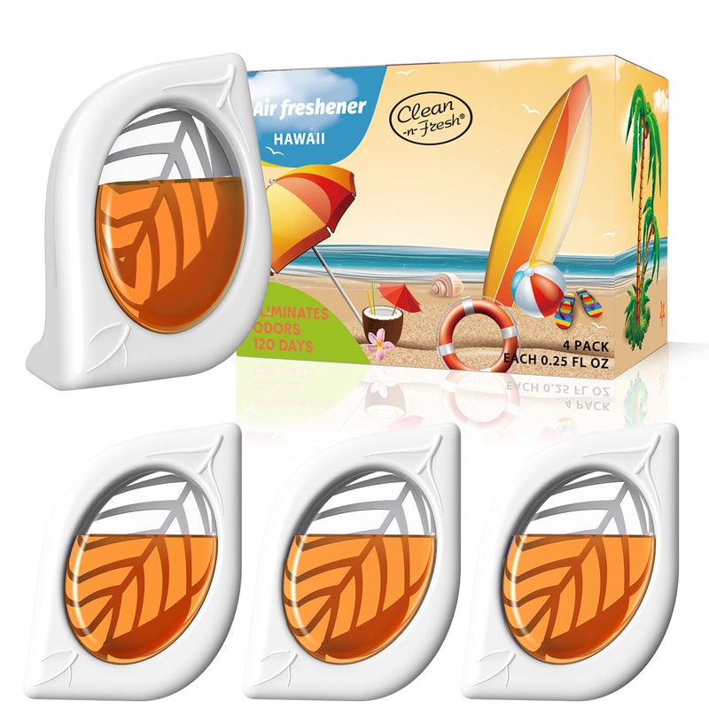 Clean-n-Fresh Air Freshener for Home  4 Pack  Hawaiian  Odor Eliminator for Small Area Closets Bathroom Pets Strong Odor  Up to 120 Days - Image 1
