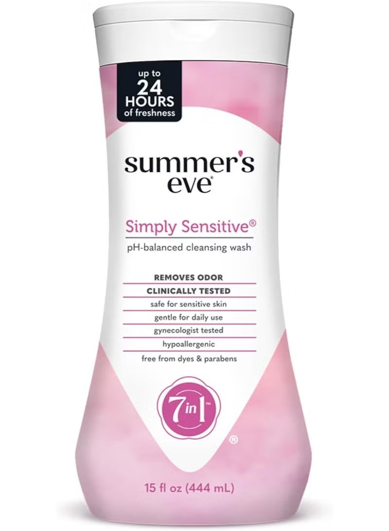 Summer's Eve Cleansing Wash Simply Sensitive 15 Ounce Pack of 1 pH Balanced, Dermatologist & Gynecologist Tested