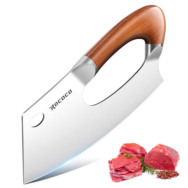 ROCOCO Meat Cleaver Knife Unique Effort Saving Kitchen Knife Professional Stainless Steel Chef Cooking Knives for Cutting Meat Vegetable Father Mother Christmas Gift Bronze - Image 1