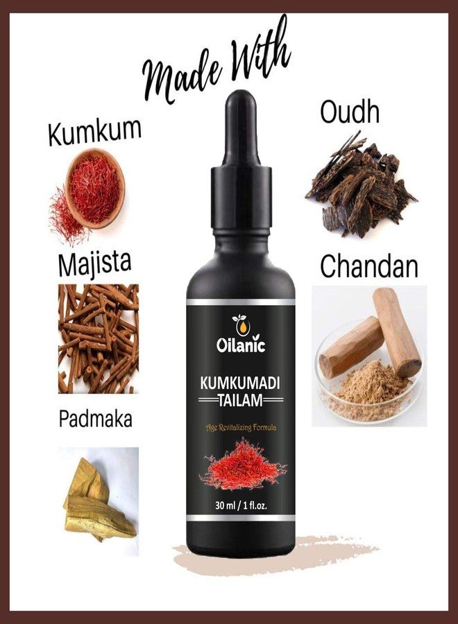 Oilanic Pure Ayurvedic Kumkumadi Tailam for Face (Pack of 3, 30 ml)|Kumkumadi Oil for Glowing Skin kumkumadi Tailam Face Oil Natural Face Oil for Dark Spots Face Serum for Glowing Skin, Anti-Aging| - Image 3