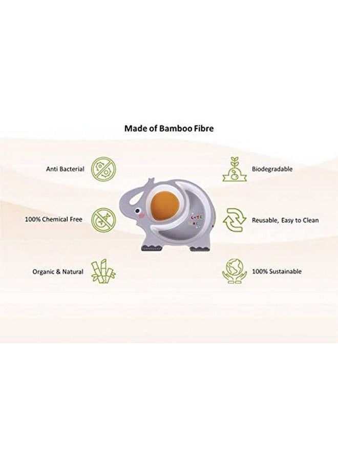 HS Enterprise Bamboo Baby Tableware Set Eco Friendly Bamboo Fiber Dinner Set For Weaning Toddlers Kids Set Of Plate Bowl Cup Fork And Spoon Baby Feeding Utensils For Kids And Toddlers (Elephant)  - Image 5