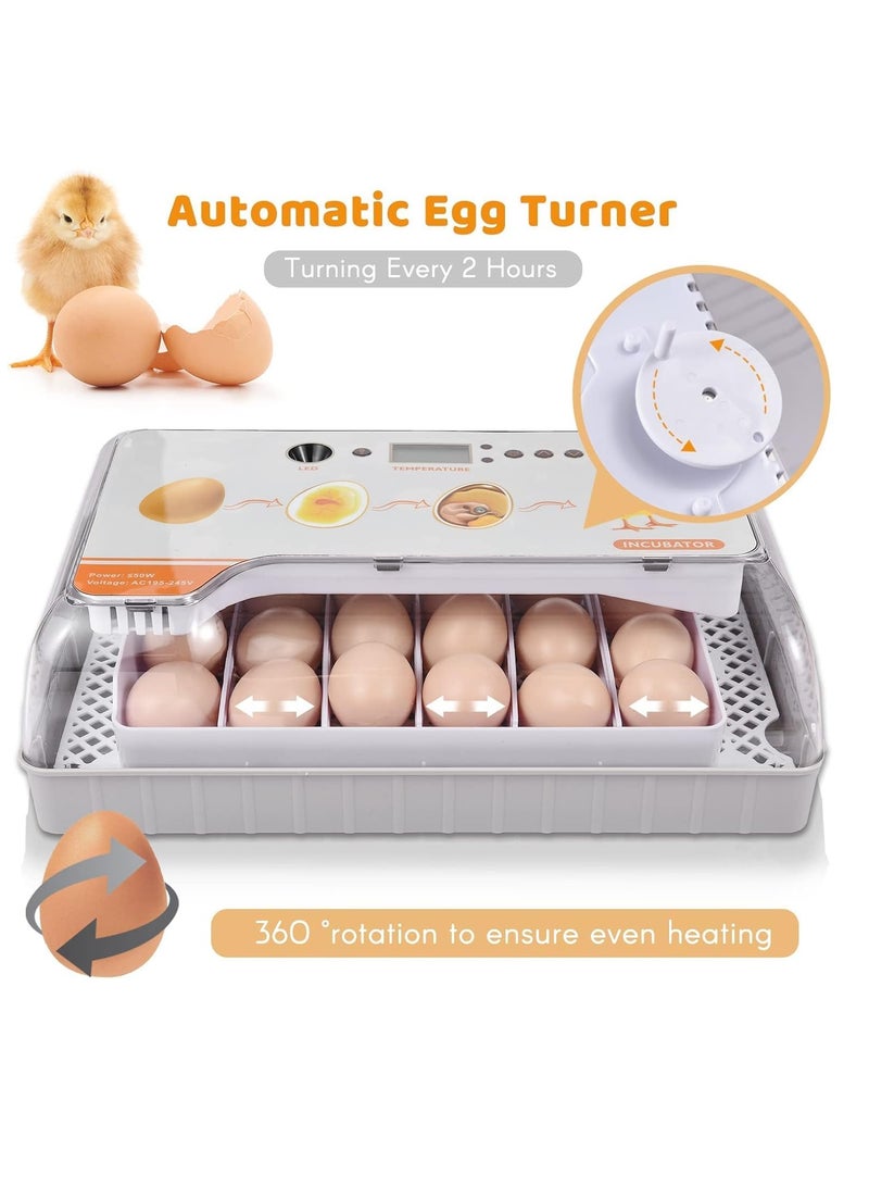 Generic Goreem Digital Egg Incubator 20 Eggs Poultry Hatcher with Auto Egg Turning Temperature Control LED Light Temperature Humidity Alarm Incubator for Chicken Ducks Bds Eggs  - Image 3