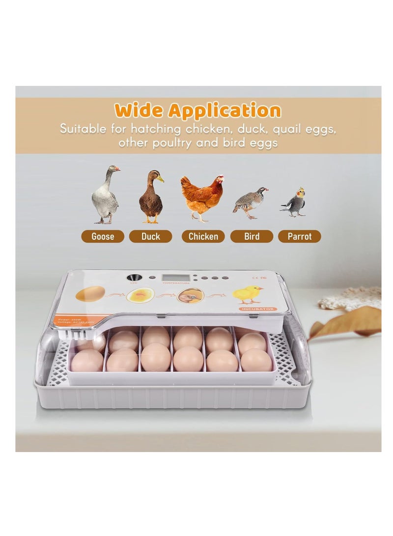 Generic Goreem Digital Egg Incubator 20 Eggs Poultry Hatcher with Auto Egg Turning Temperature Control LED Light Temperature Humidity Alarm Incubator for Chicken Ducks Bds Eggs  - Image 5