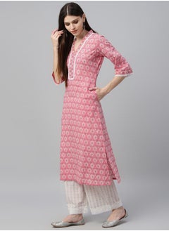 Libas Printed Straight Kurta and Palazzo Pants with Dupatta Set by Styli  - Image 2