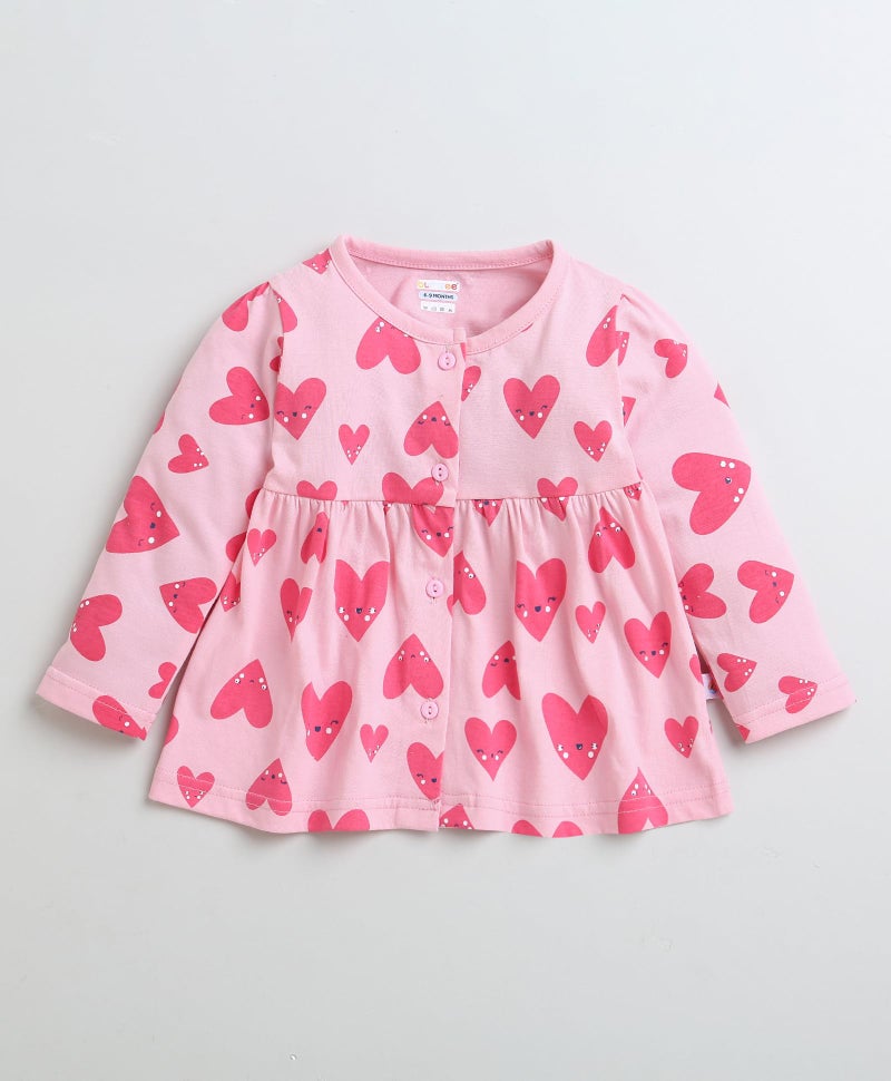 BUMZEE Pink Girls Full Sleeves Cotton Knee Length Casual Frock Age - 3-6 Months (Peb9606C-pnk) - Image 4