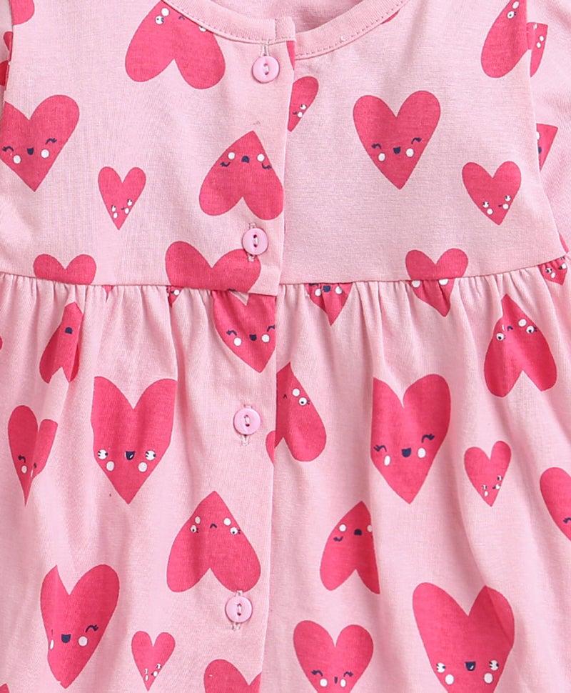 BUMZEE Pink Girls Full Sleeves Cotton Knee Length Casual Frock Age - 3-6 Months (Peb9606C-pnk) - Image 3