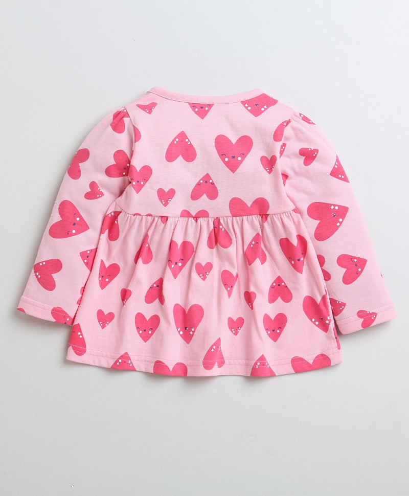 BUMZEE Pink Girls Full Sleeves Cotton Knee Length Casual Frock Age - 3-6 Months (Peb9606C-pnk) - Image 2
