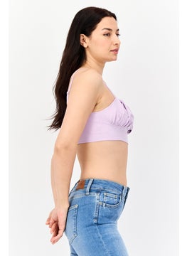 PUBLIC DESIRE Women Square Neck Plain Crop Tank Top, Purple  - Image 2