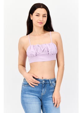 PUBLIC DESIRE Women Square Neck Plain Crop Tank Top, Purple  - Image 1