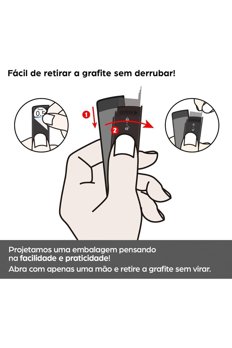 Pentel عبوة أقلام آين للرصاص للاقلام الميكانيكية | 0.5 مم | HB | 40 قطعة - Image 1