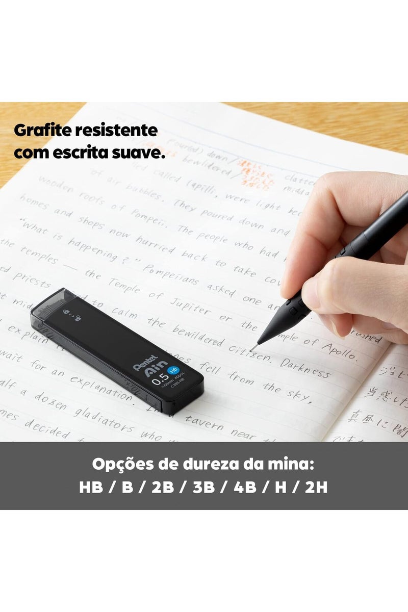 Pentel عبوة أقلام آين للرصاص للاقلام الميكانيكية | 0.5 مم | HB | 40 قطعة - Image 3