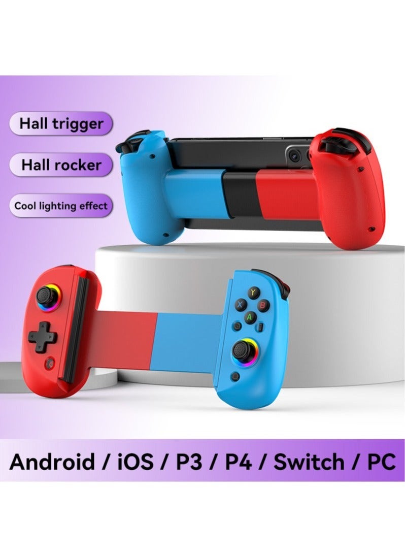 وحدة تحكم الألعاب المحمولة D8 لأجهزة iPhone/Android/PC/Nintendo Switch/PS4، ألعاب سحابية، مع عصا تحكم بتأثير Hall، جيروسكوب 6 محاور (ازرق واحمر) - Image 1