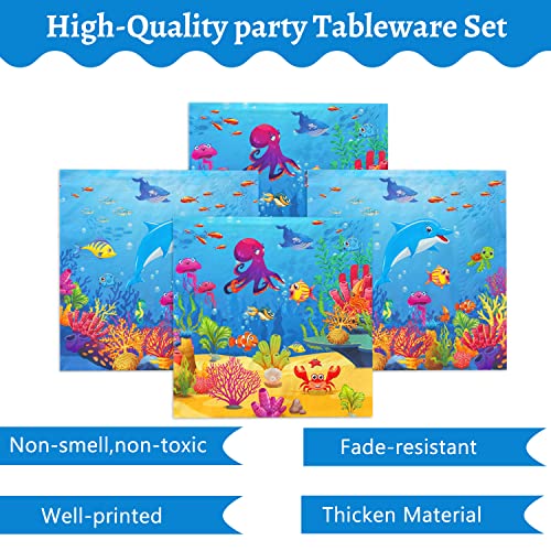 Oigco 120 Pcs Under the Sea Party Decorations Ocean Birthday Party Plates and Napkins Set Sea Animal Theme Tableware Set Underwater Creatures Table Decor Supplies Paper Plates Napkins Cups for 24 Guests - Image 4