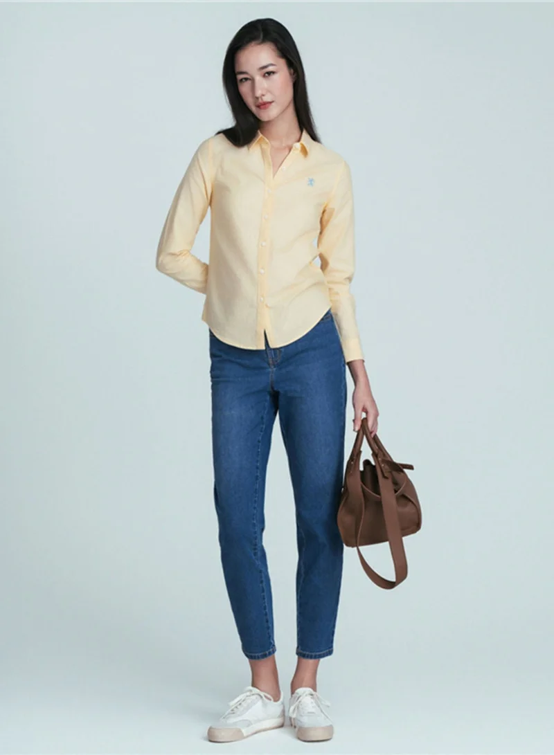 GIORDANO Women’s Slim Oxford Shirt with Embroidery