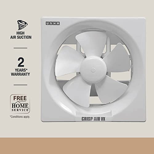 USHA Crisp Air VX 200mm (8-Inch) Exhaust Fan for Bathroom | 100% Copper Motor | Inbuilt Back Shutters |Detachable Oil & Dust Collector | Thermal Fuse Protection | Quiet Operation | White - Image 2