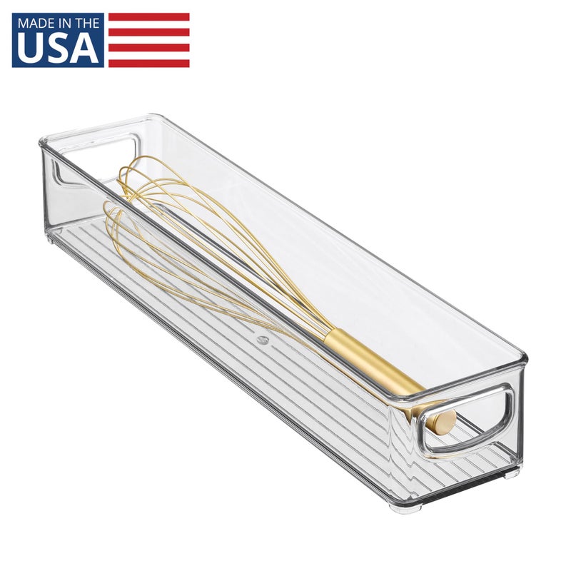 iDesign Slim Clear Plastic Storage Bin, Extra Long Narrow Stackable Organizer for Kitchen and Pantry - Image 2
