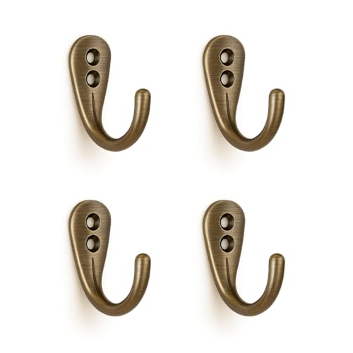 Colornest 4 Pcs Premium Wall Hook – Antique Brass Finish | Heavy Duty Metal Hook for Hanging Coats, Bags, Towels & More - Image 1