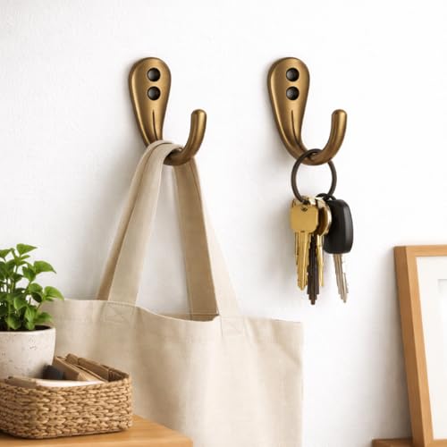 Colornest 4 Pcs Premium Wall Hook – Antique Brass Finish | Heavy Duty Metal Hook for Hanging Coats, Bags, Towels & More - Image 3