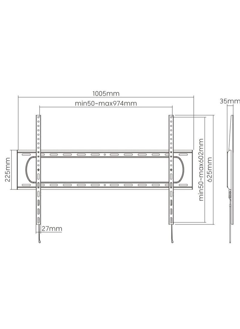 Extra Large Heavy Duty 60 to 100 inch LCD LED Curved and Flat Panel Screen, TV Wall Mount Bracket with Max 900x600mm VESA, Black, 91-LP7369F - Image 3